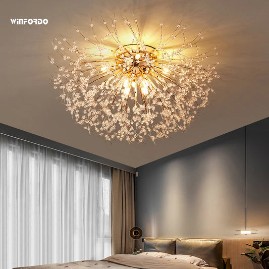 Cosy - LED G9 Chandelier Firework Pendant Lamp Ceiling Light With Crystal Branches for Bedroom 110V/220V