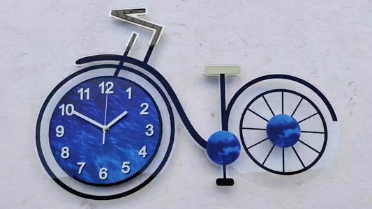 63*42 bike bicycle new 3d large Acrylic wall art clock customized home decor 2024 decoration watch for home luxury