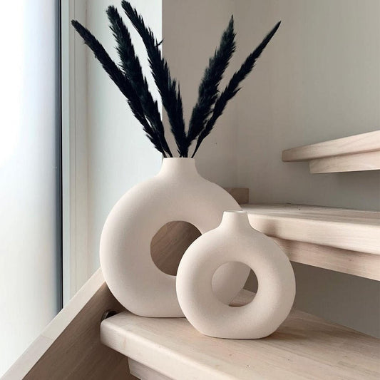 white ceramic vase set of 2
